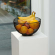 Laden Sie das Bild in den Galerie-Viewer, Moderne Obstschale // Metall // Rund, Schwarz // dekorativer Designer Obstkorb 28 x 28 x 16 cm