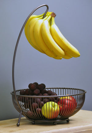 Moderne Obst Etagere // Metall // Schwarz // Zwei große Obstschalen & Bananenhalter - CALUTEA