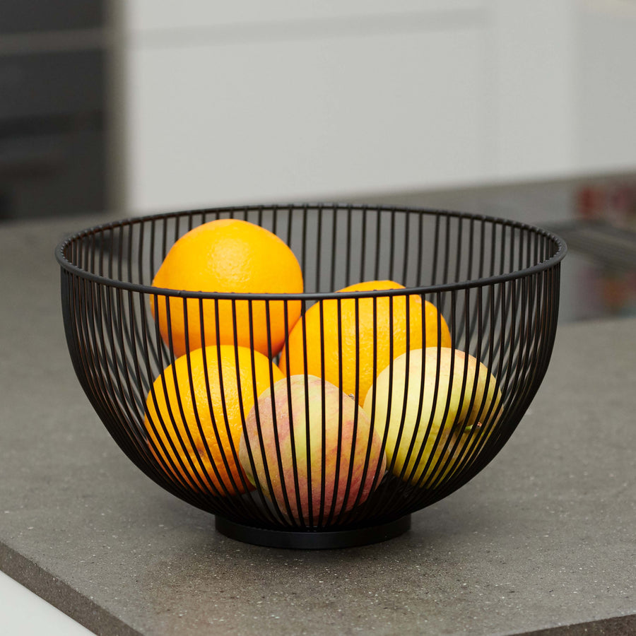 Moderne Obstschale // Metall // Rund, Schwarz // Designer Obstkorb