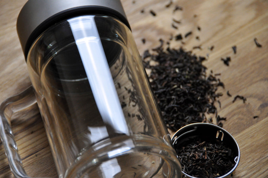 Teebereiter mit Henkel // 300 ml // 100% dicht // Tee-Glas doppelwandig - CALUTEA