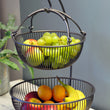Laden Sie das Bild in den Galerie-Viewer, Moderne Obst Etagere // Metall // Schwarz // Zwei große Obstschalen &amp; Bananenhalter - CALUTEA
