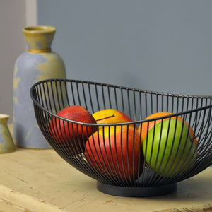 Moderne Designer Obstschale // Metall // Stahlgrau
