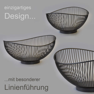 Moderne Obstschale // Metall // Stahlgrau - Schwarz // dekorativer Designer Obstkorb - CALUTEA