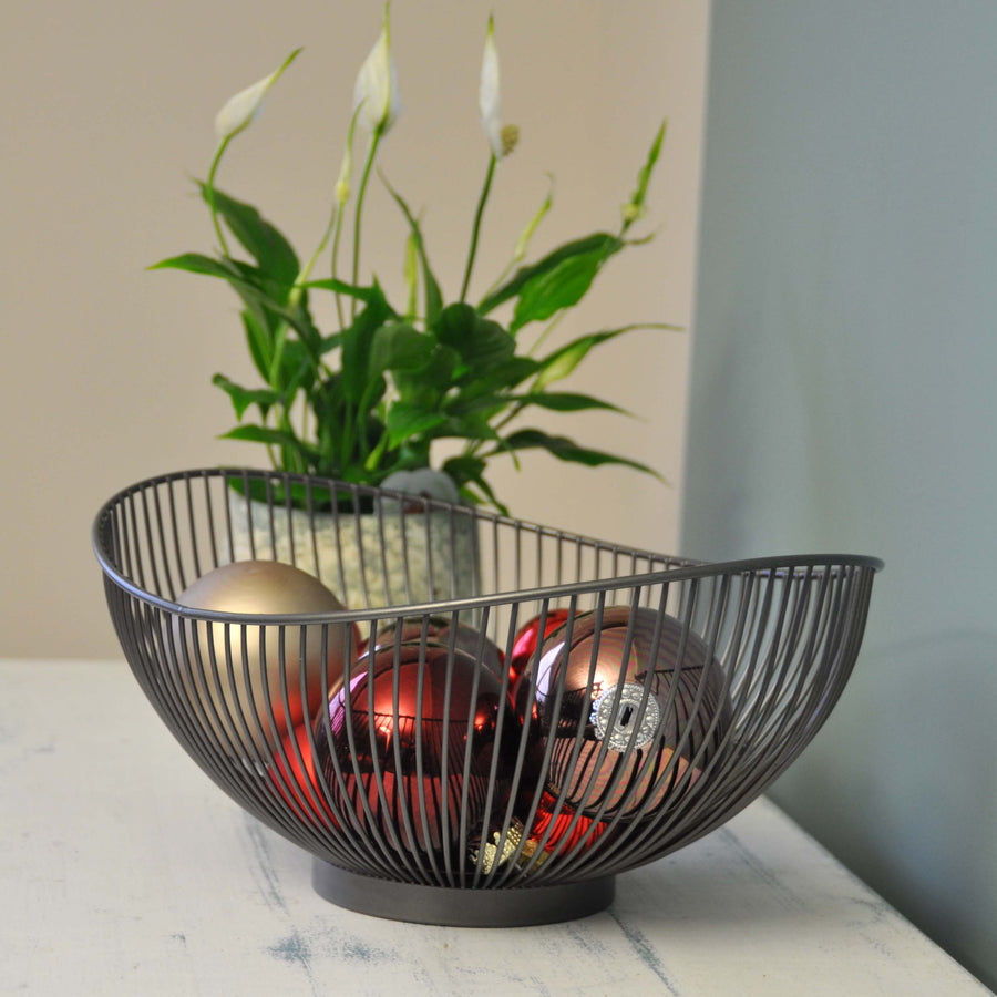 B-Ware // Moderne Obstschale // Metall // Stahlgrau